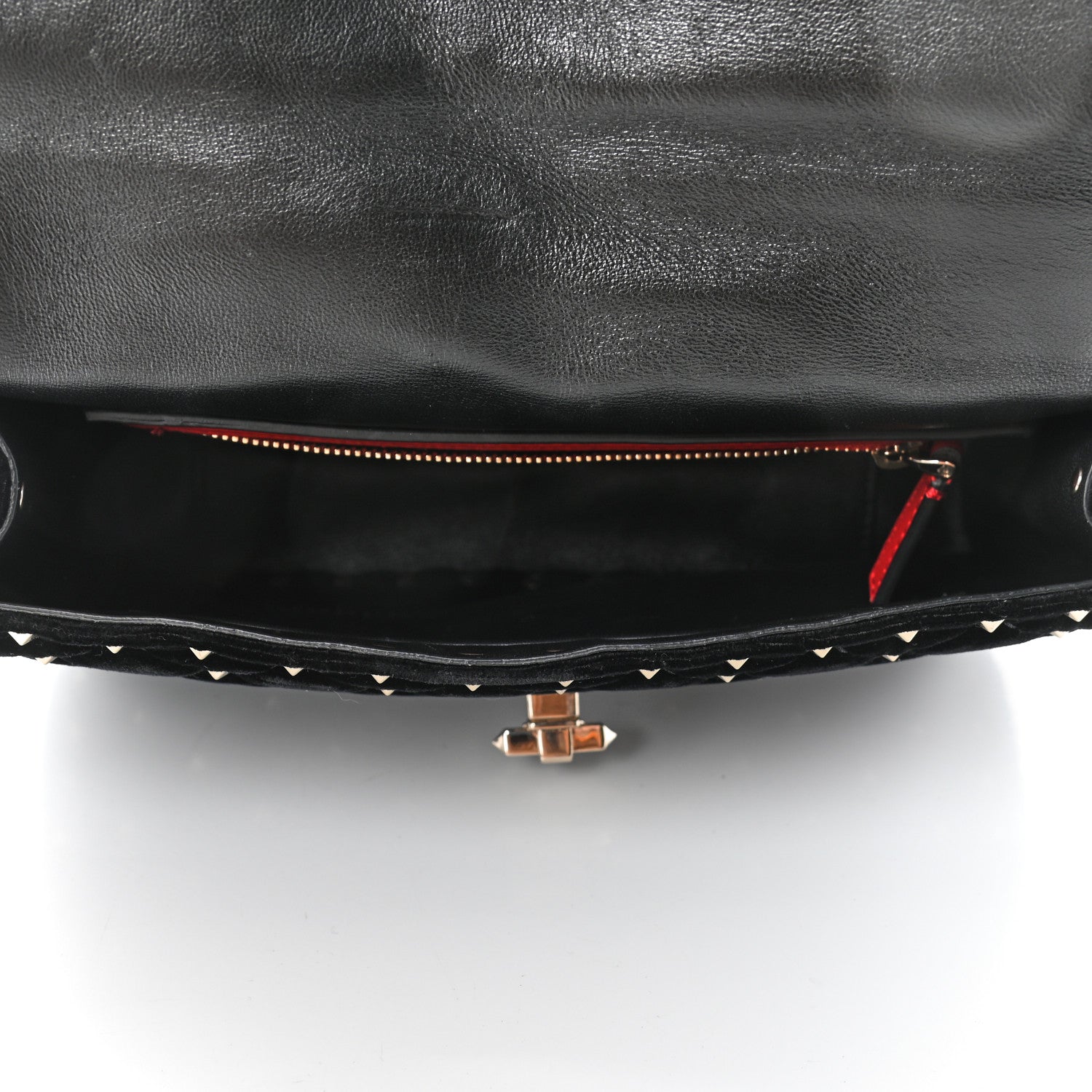 Valentino Garavani Velvet Medium Rockstud Spike Shoulder Bag Black 4 of 5