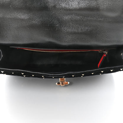 Valentino Garavani Velvet Medium Rockstud Spike Shoulder Bag Black 4 of 5