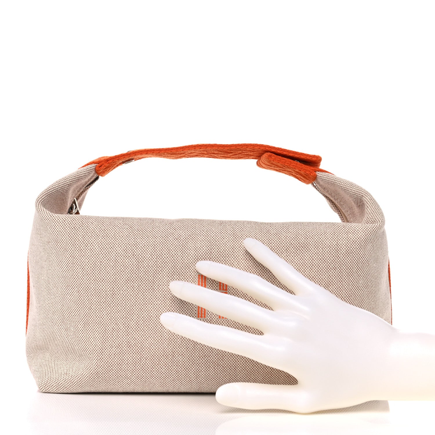 Hermes Canvas Large Bride-A-Brac Pouch Natural Orange 2 of 8
