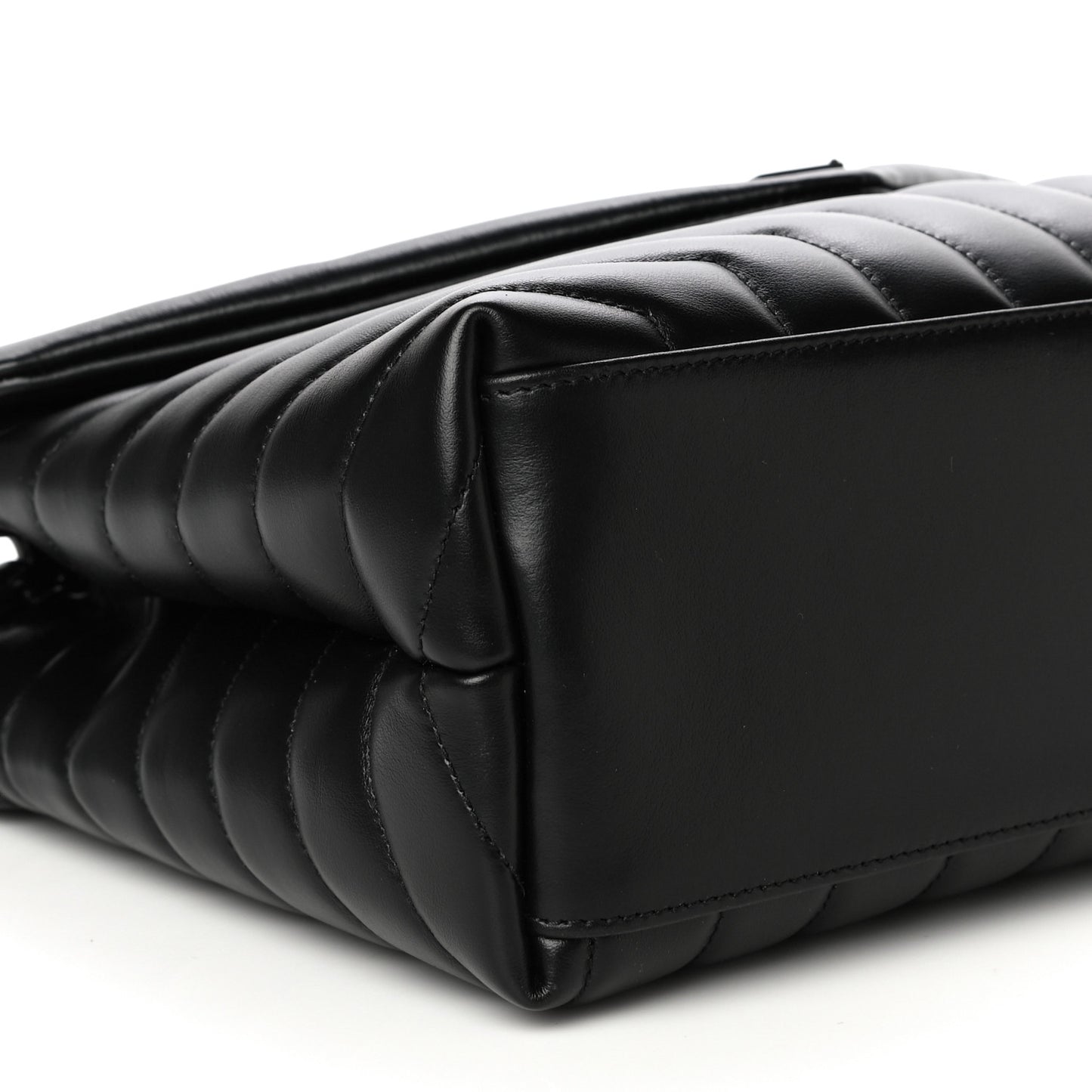 Calfskin Y Quilted Monogram Medium Loulou Chain Satchel Black
