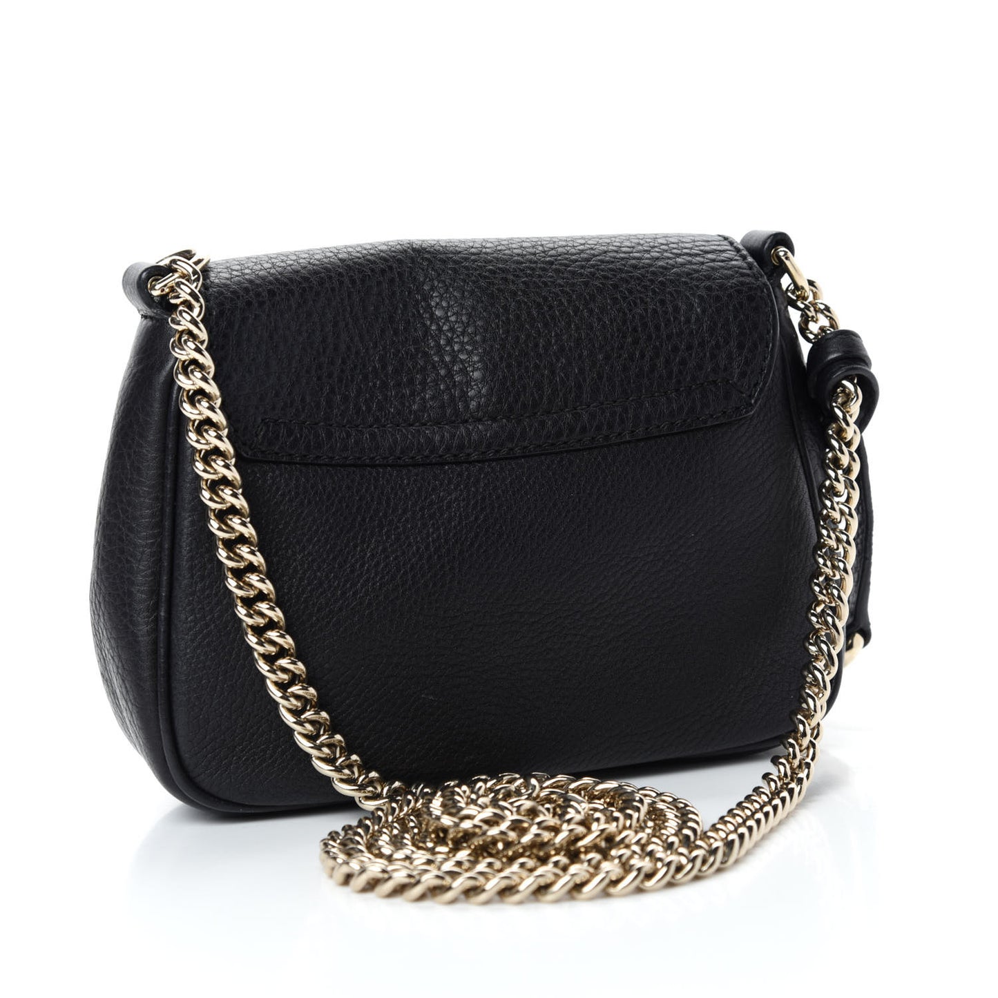 Pebbled Calfskin Small Soho Flap Crossbody Black