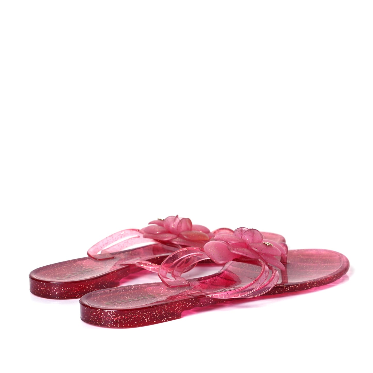 Jelly Camellia Glitter Thong Sandals 41 Rose Clair