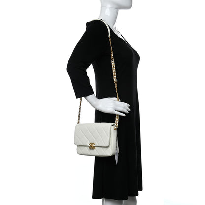Chanel Shiny Caviar Quilted Small Chain Melody Flap White 2 of 11