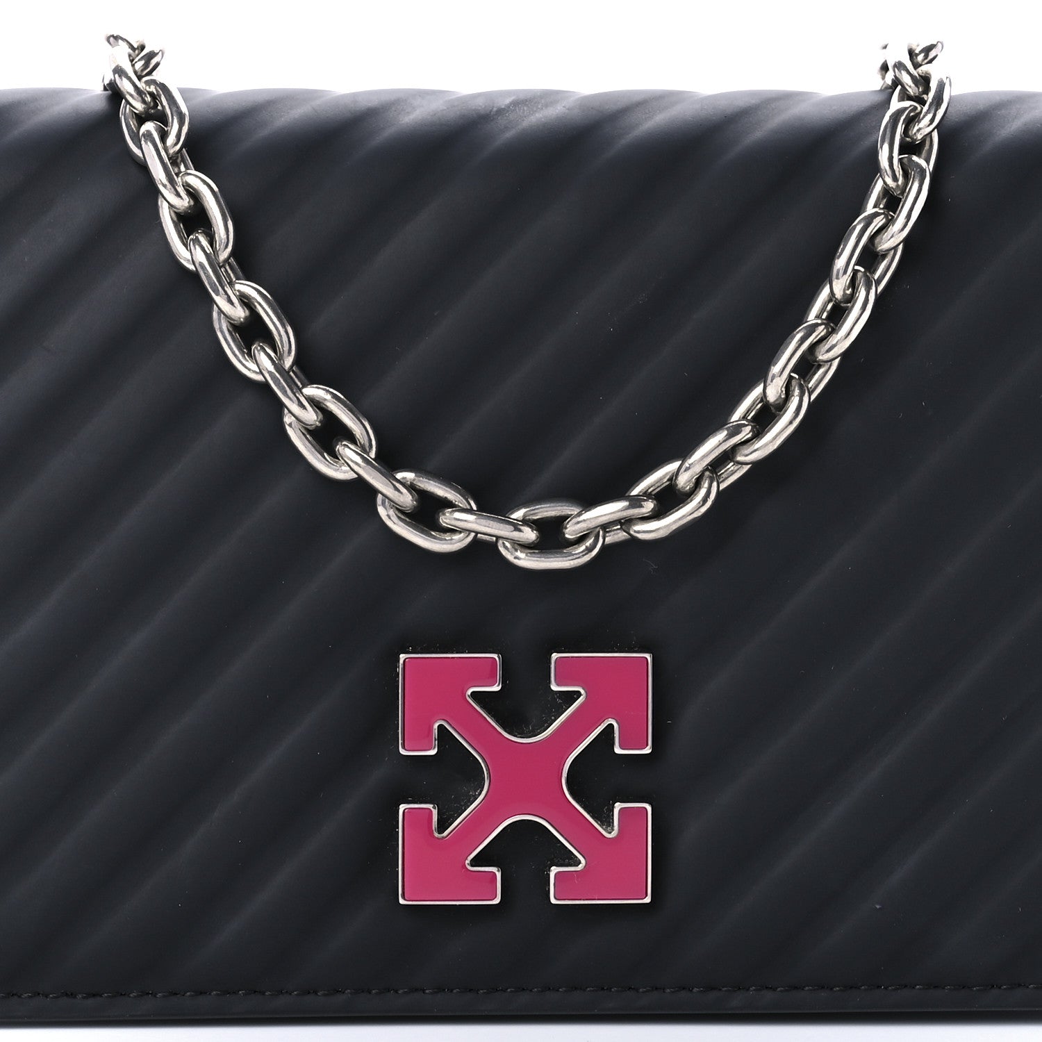 Off-White OFF WHITE Calfskin Diagonal Quilted Jitney 0.5 Crossbody Bag Black 7 of 8