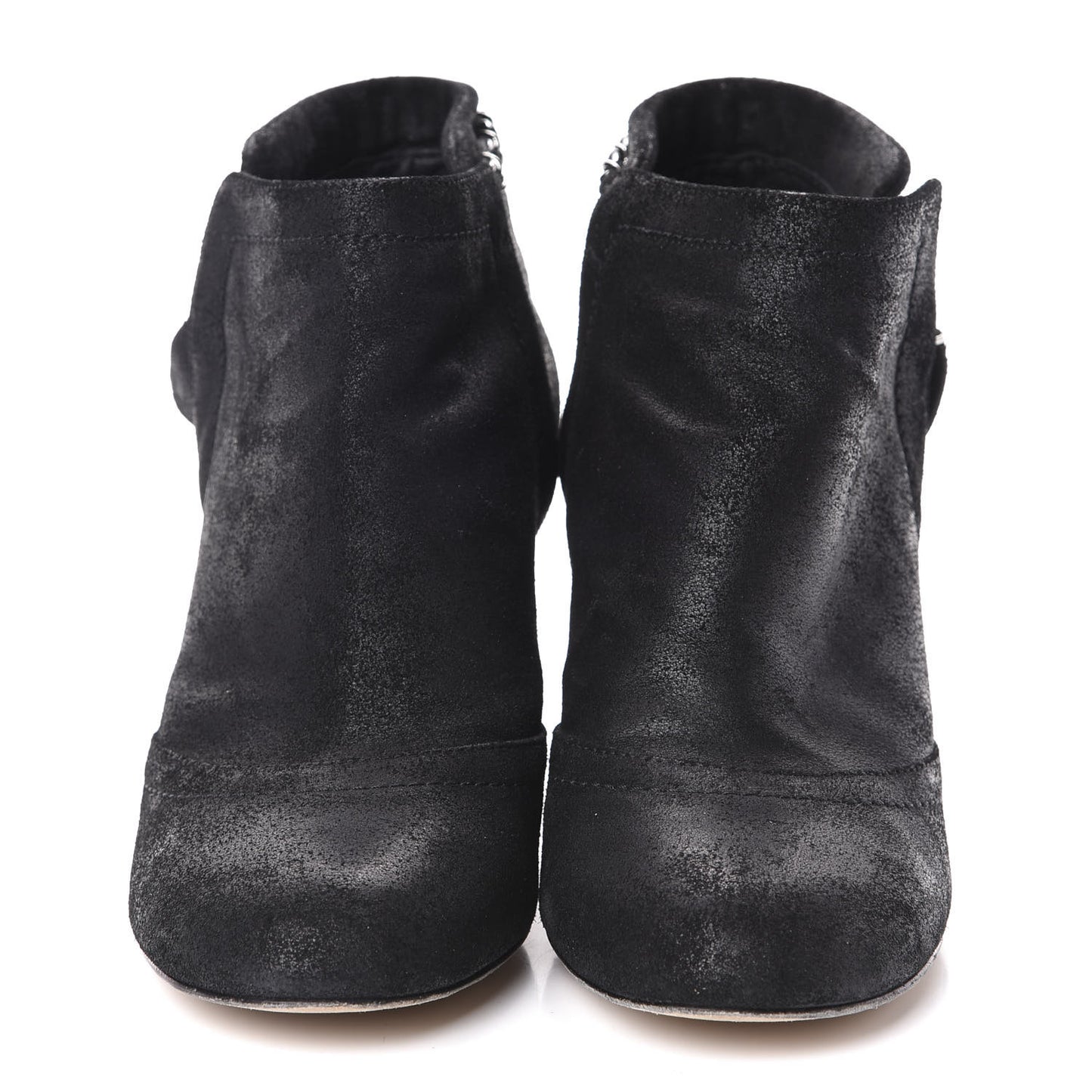 Suede CC Chain Ankle Boots 38.5 Black