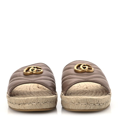 Gucci Nappa Matelasse GG Marmont Espadrille Slide Sandals 39 Porcelain Rose 3 of 15