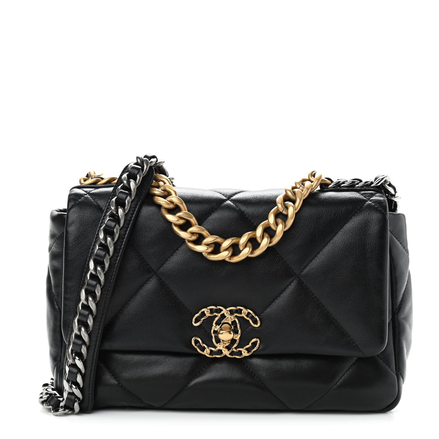 Lambskin Quilted Medium Chanel 19 Flap Black