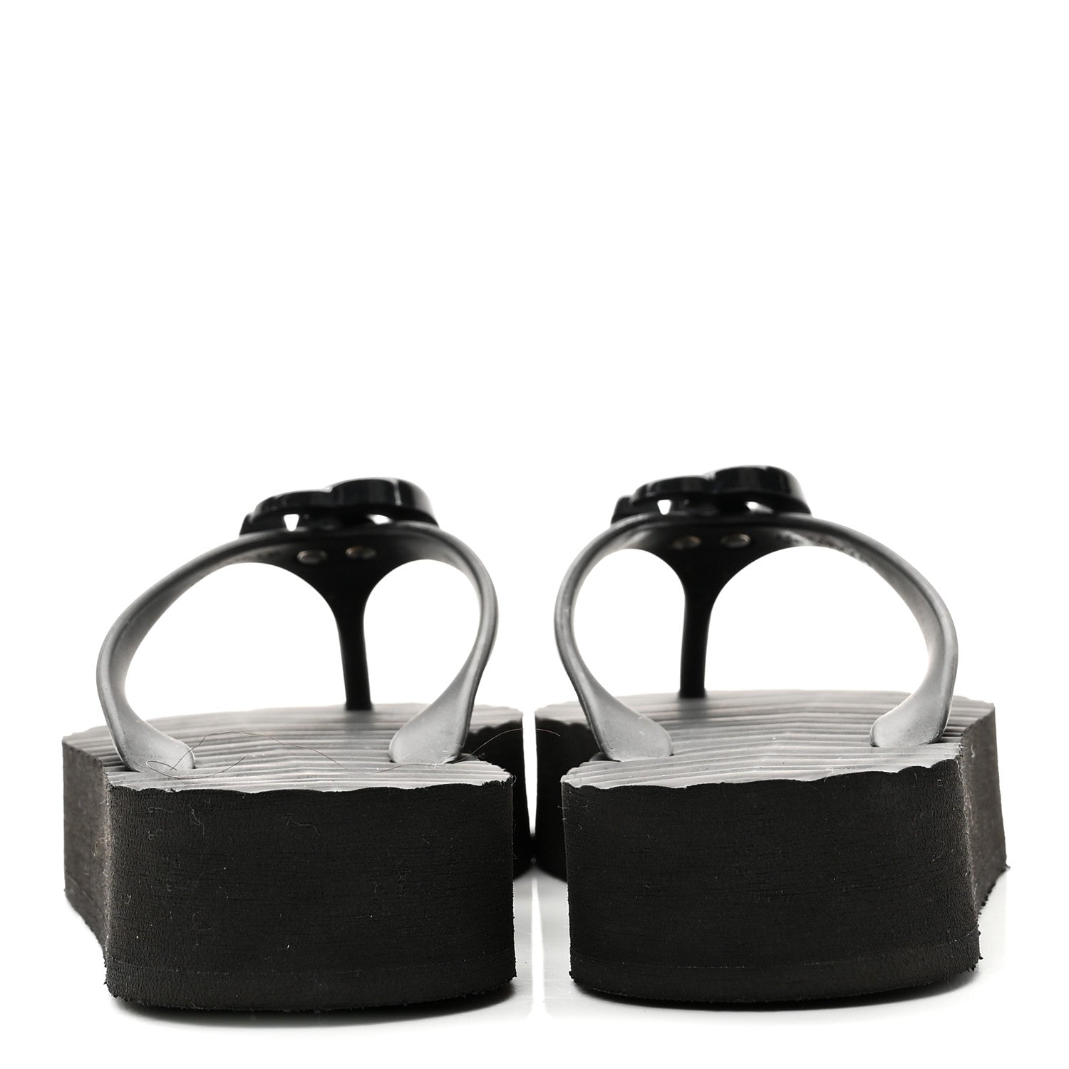 Gucci Rubber Chevron Womens GG Thong Sandals 35 Black 6 of 9