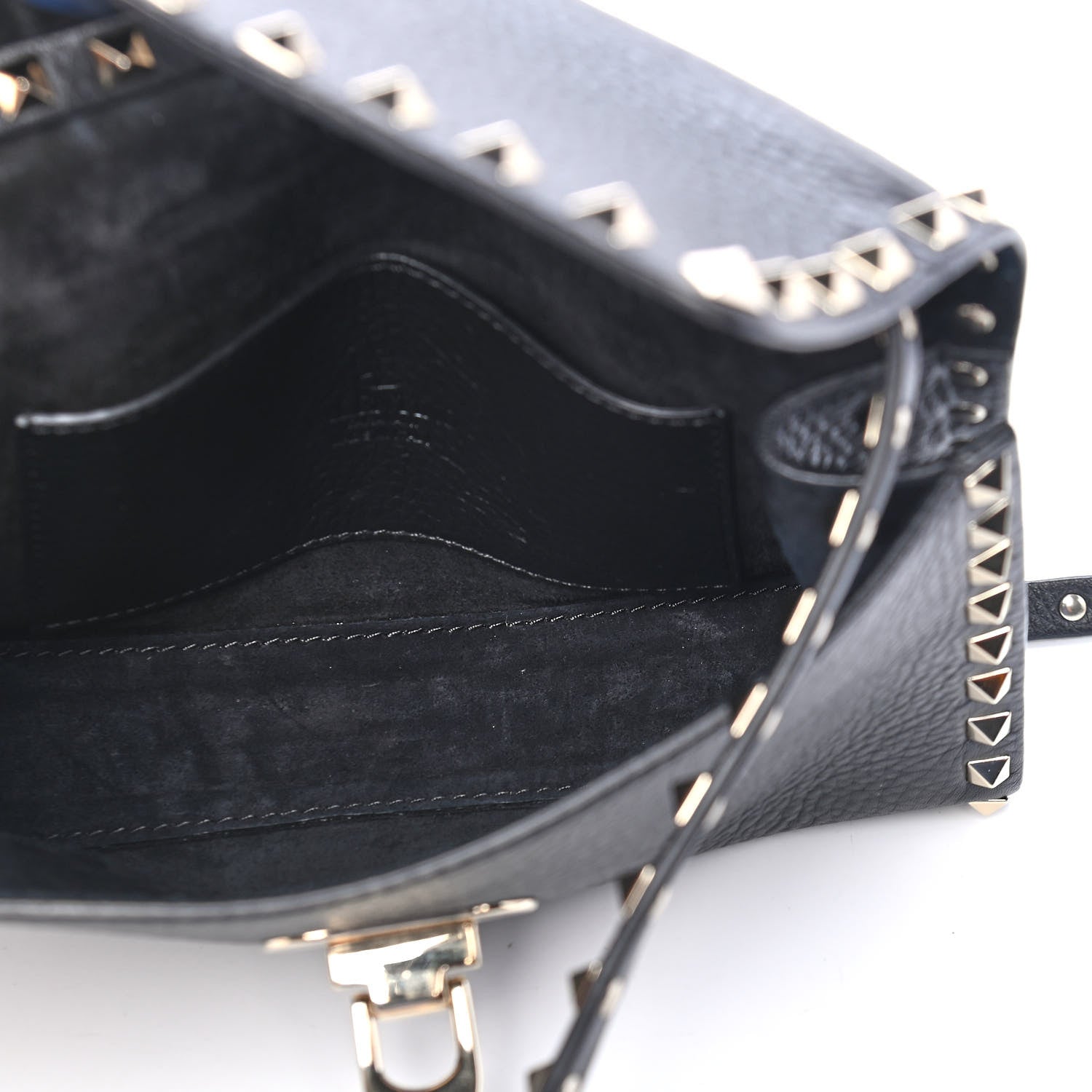 Valentino Garavani Pebbled Calfskin Medium Rockstud Flip Lock Crossbody Bag Black 5 of 9