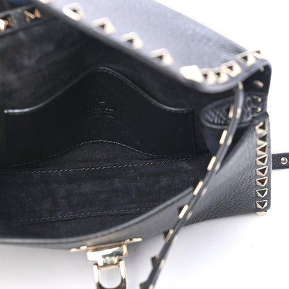 Valentino Garavani Pebbled Calfskin Medium Rockstud Flip Lock Crossbody Bag Black 5 of 9