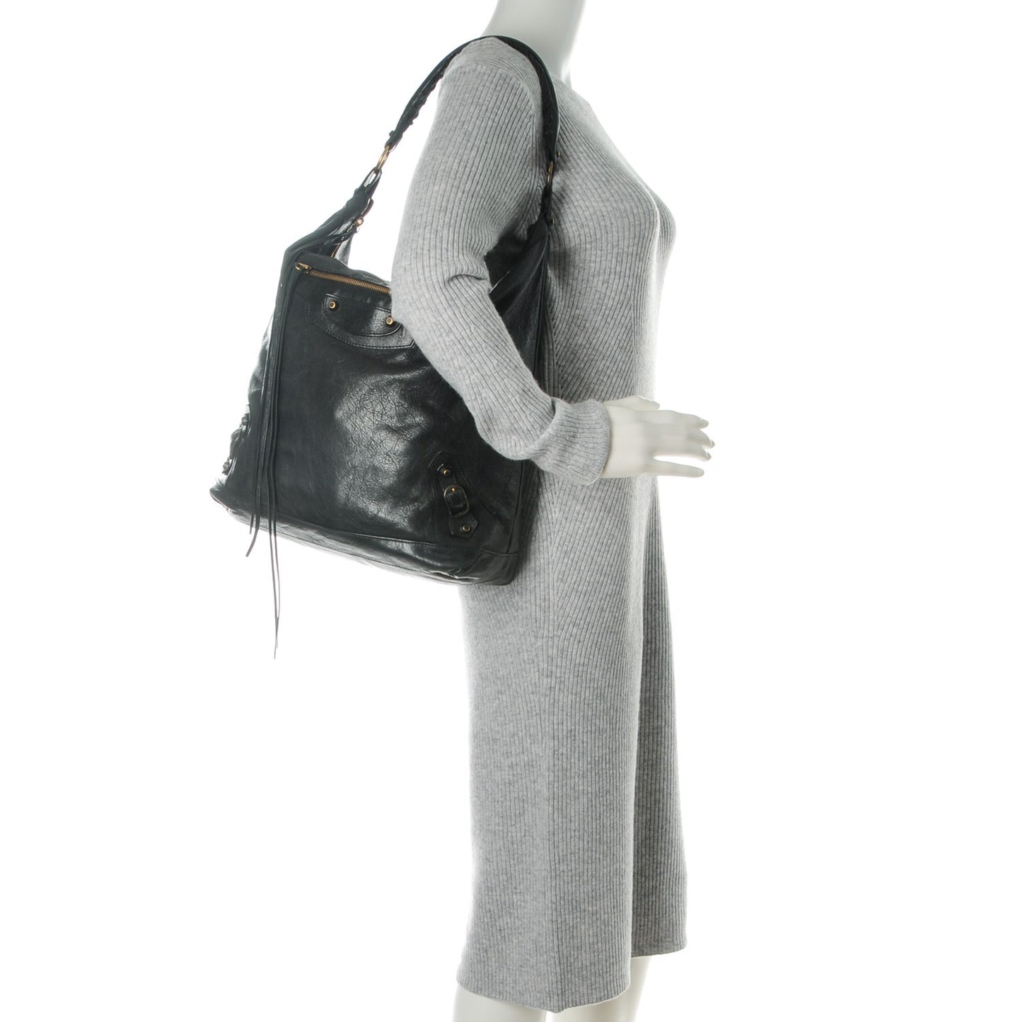 Agneau Classic Hardware Day Hobo Black
