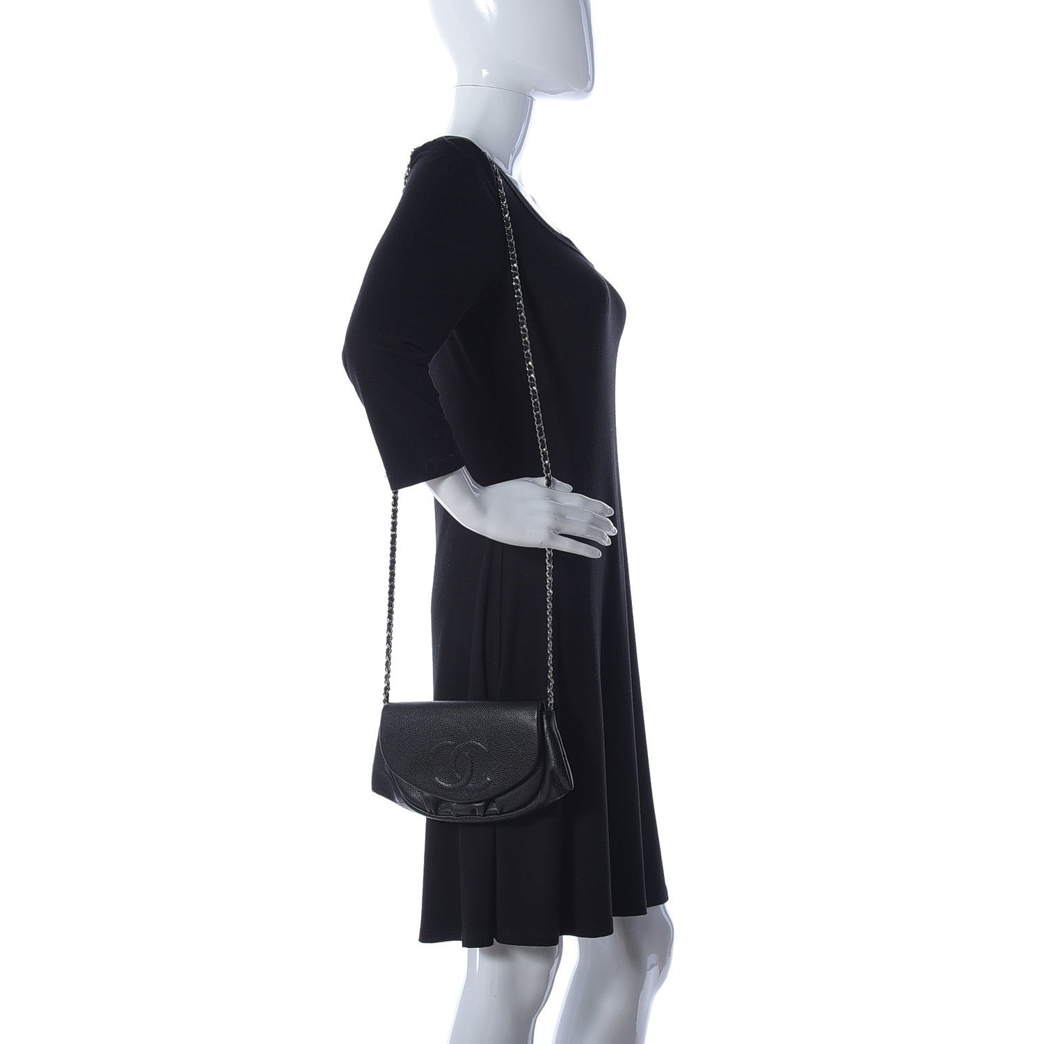 Chanel Caviar Half Moon Wallet On Chain WOC Black 2 of 11