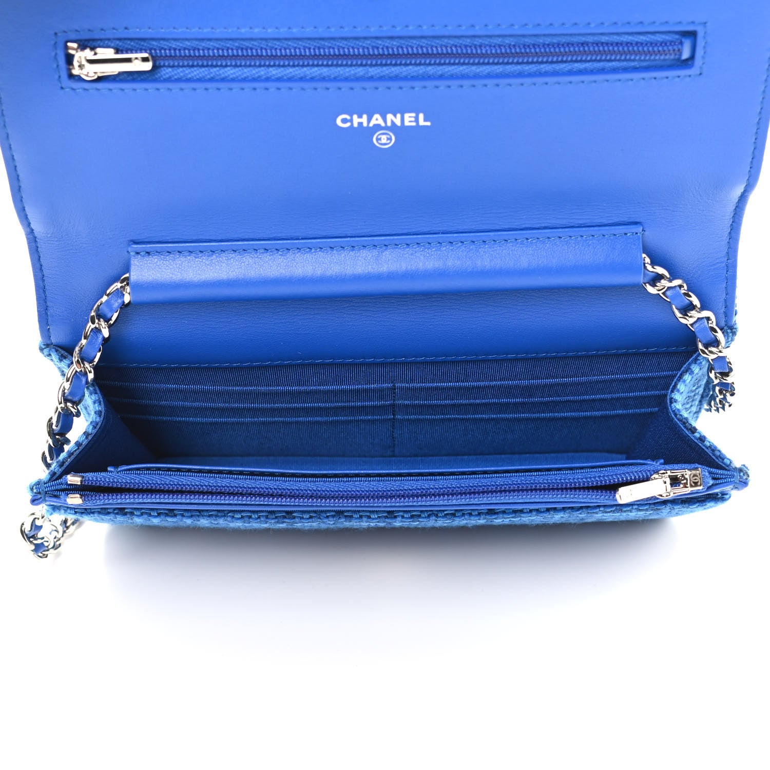 Chanel Tweed Wallet On Chain WOC Blue 5 of 11