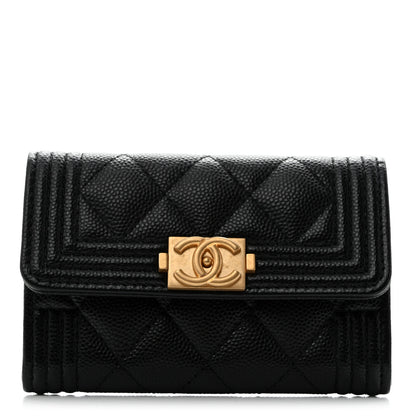 Chanel Caviar Quilted Boy Flap Card Holder Black 1 of 10