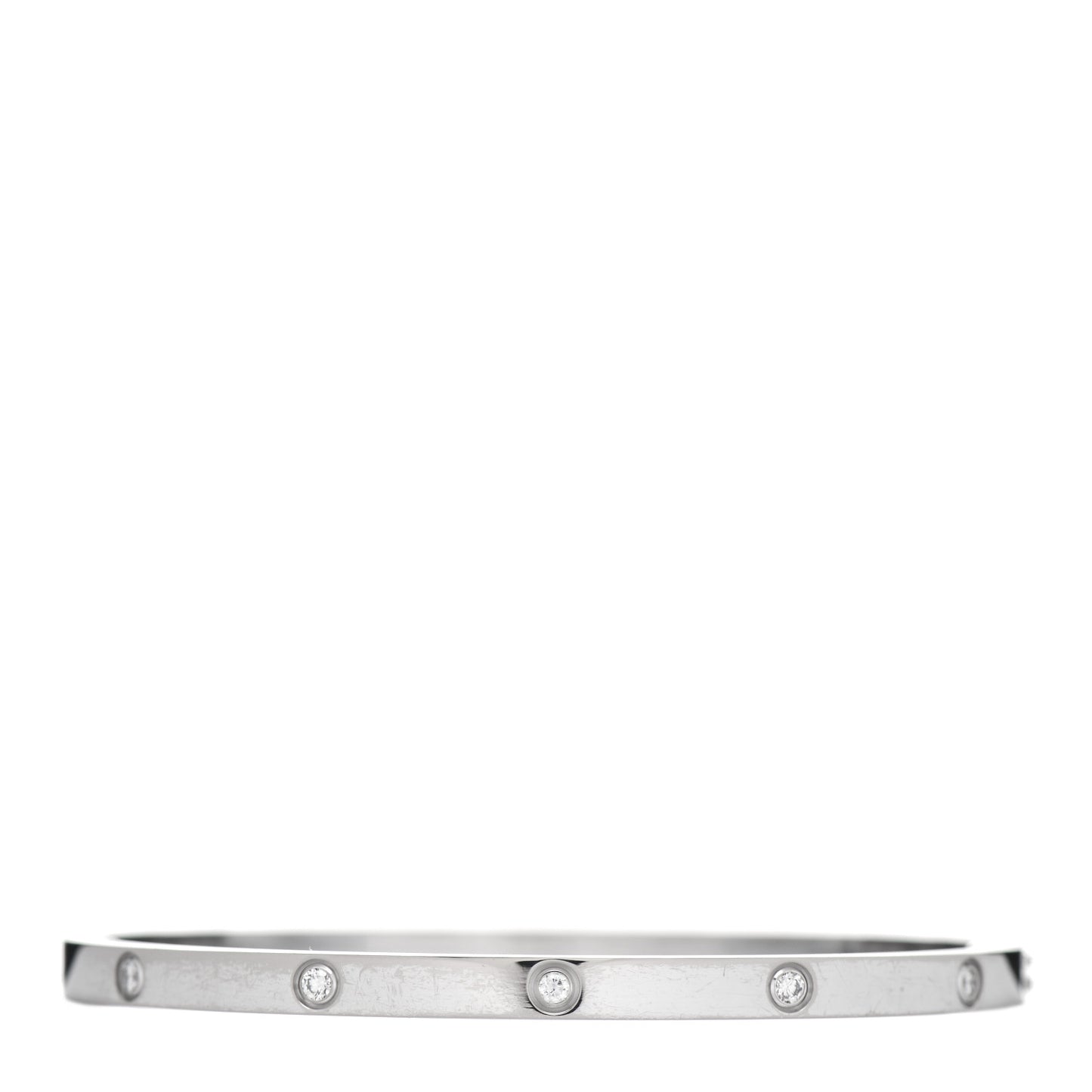 18K White Gold 10 Diamond Small LOVE Bracelet 16