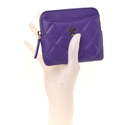 Chanel Caviar Quilted Zip Card Holder Wallet Purple 2 of 11