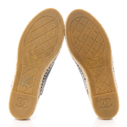 Chanel Grained Calfskin CC Espadrilles 36 Navy Black 5 of 11