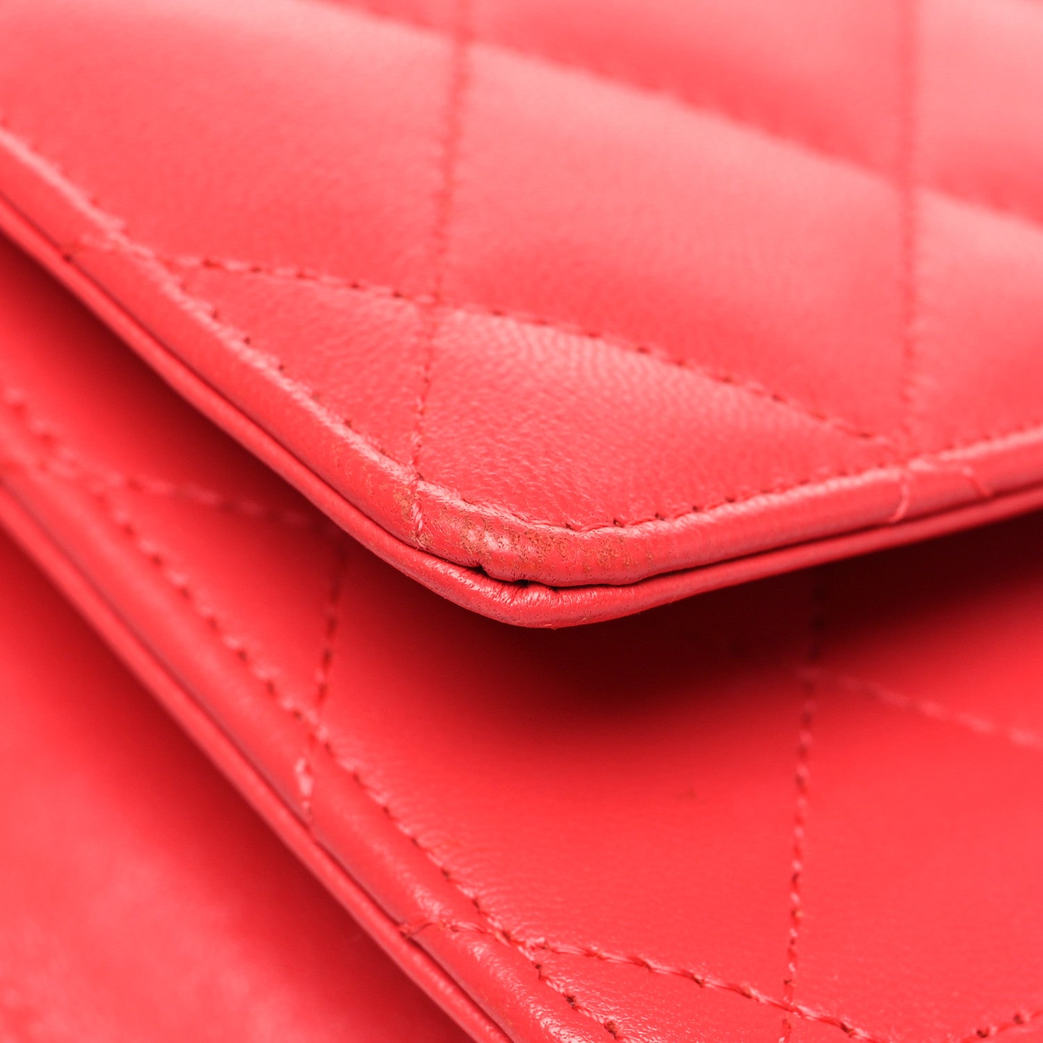 Chanel Lambskin Quilted Wallet On Chain WOC Light Red 13 of 13