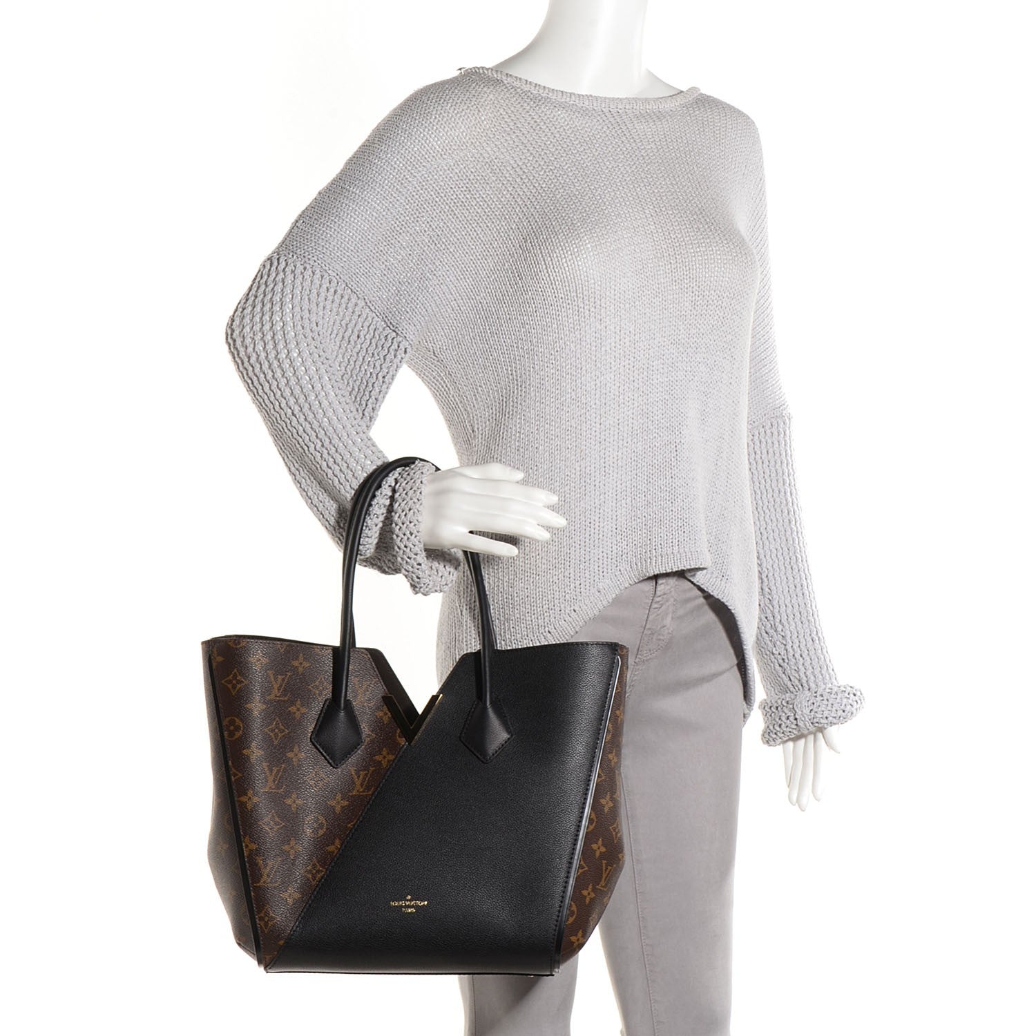 Louis Vuitton Calfskin Monogram Kimono Tote Black 2 of 8