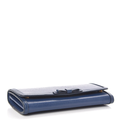 Prada Vitello Move Fioco Bow Continental Flap Travel Wallet Bluette 5 of 9
