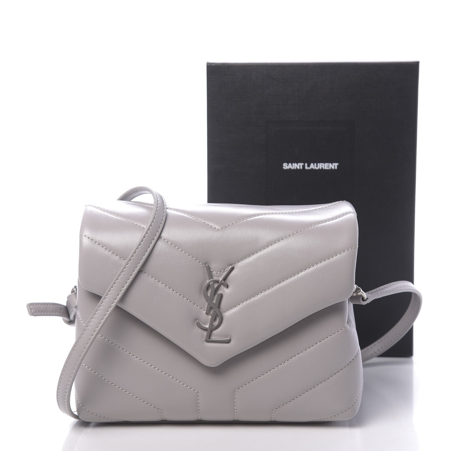 Saint Laurent Calfskin Y Quilted Monogram Toy Loulou Satchel Granite 10 of 10