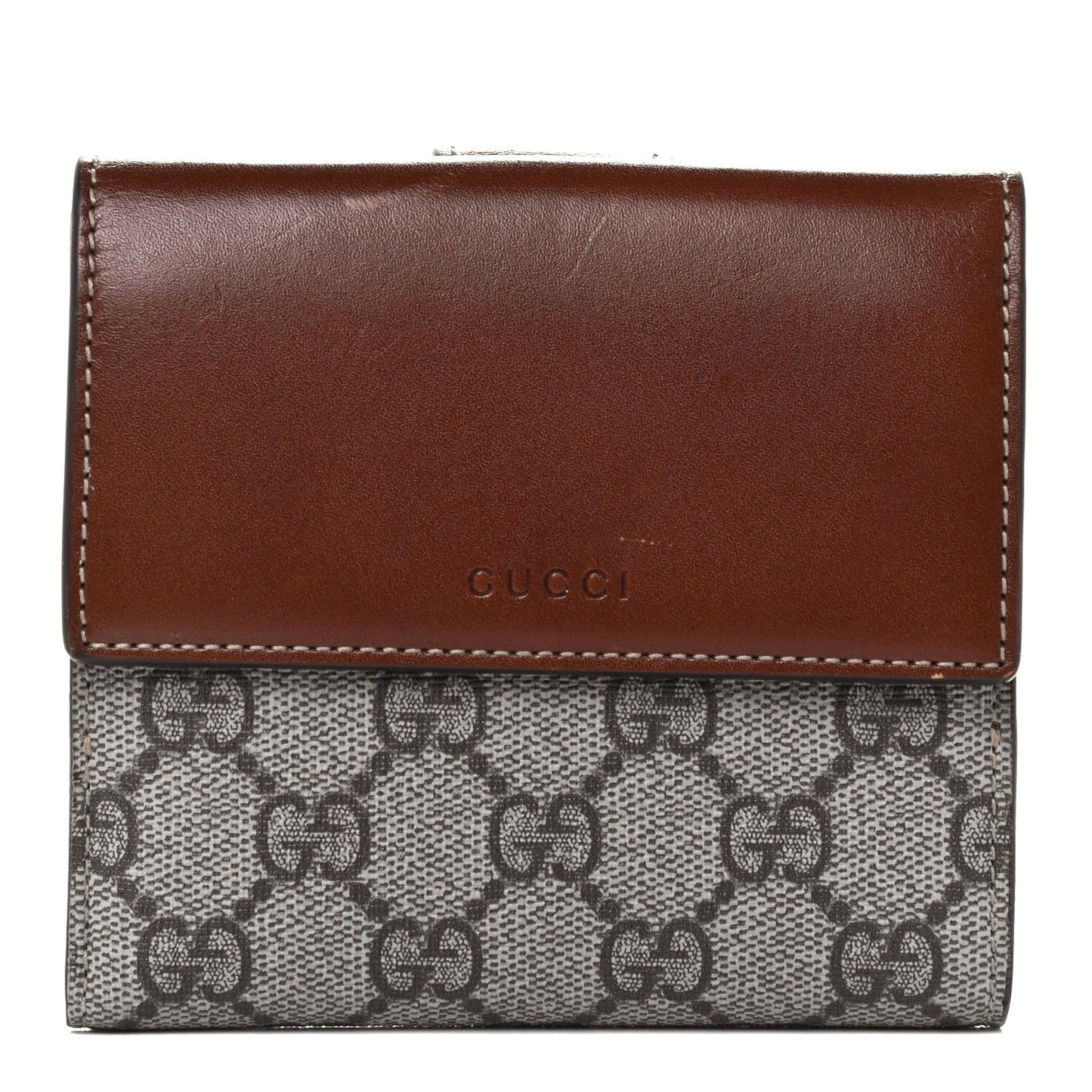 GG Supreme Monogram French Flap Wallet Brown