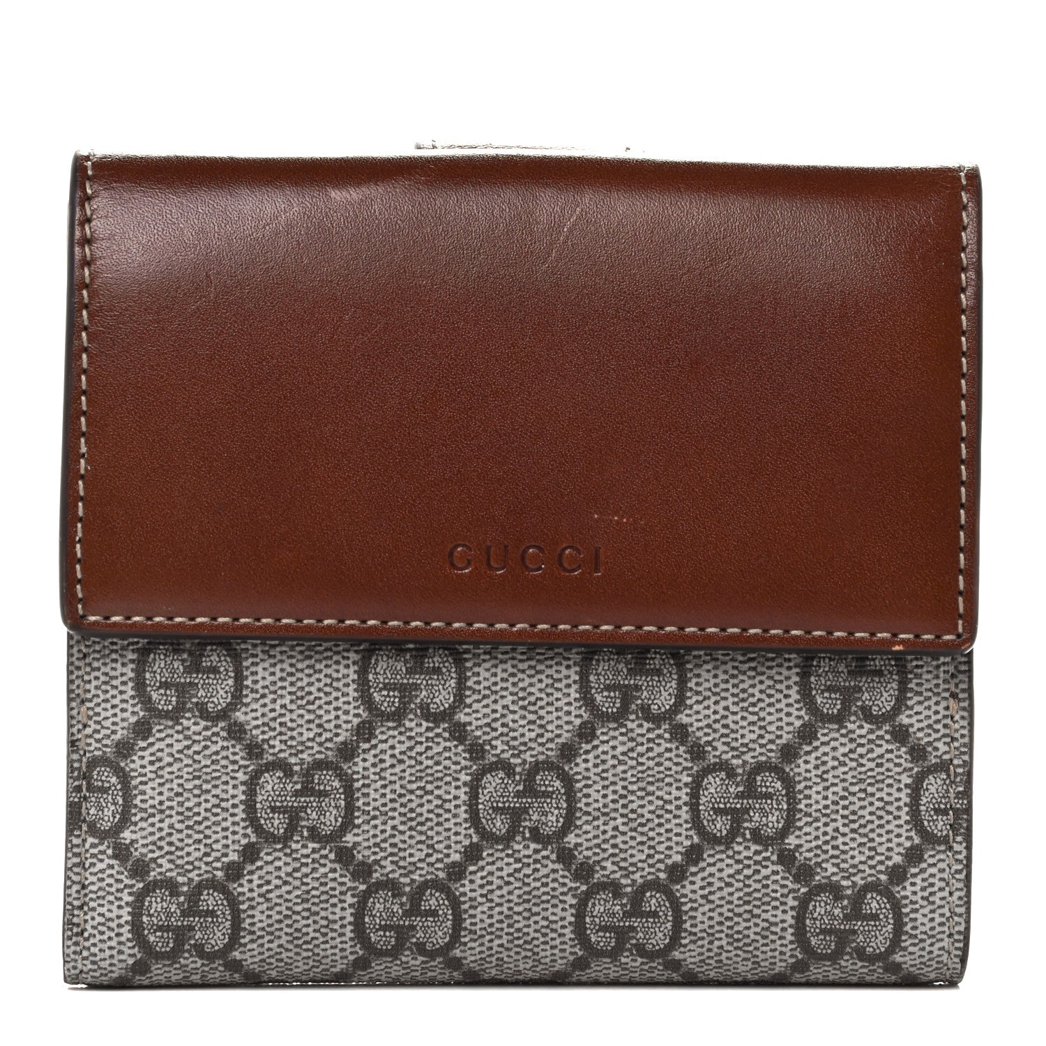 Gucci GG Supreme Monogram French Flap Wallet Brown 1 of 11