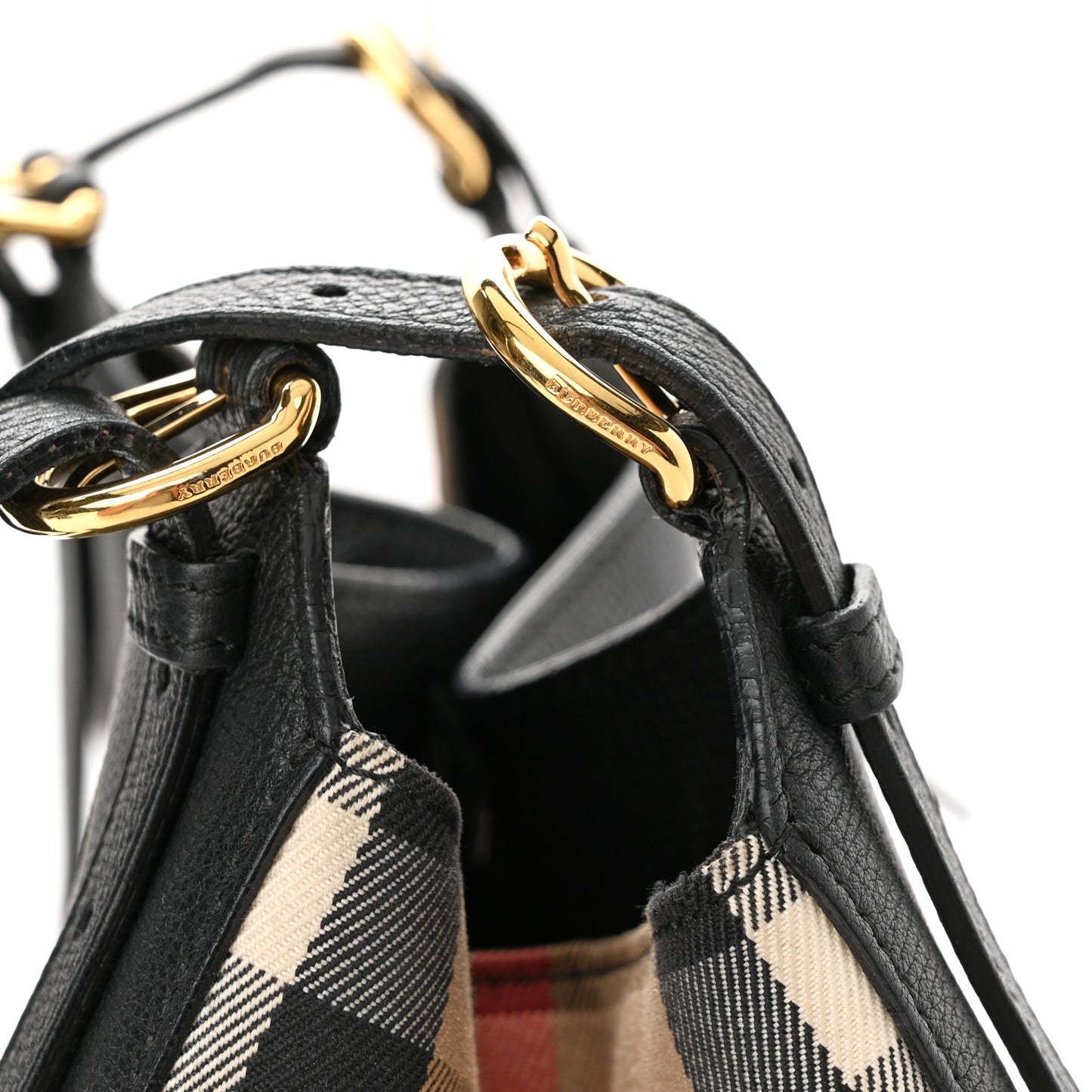 Grainy Calfskin House Check Small Canterbury Black