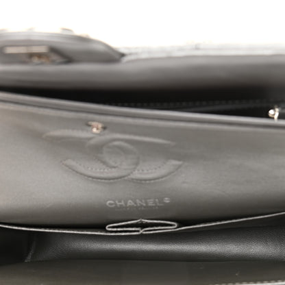 Chanel Glazed Calfskin Grommet Embellished Medium Airline Double Flap Silver 5 of 13
