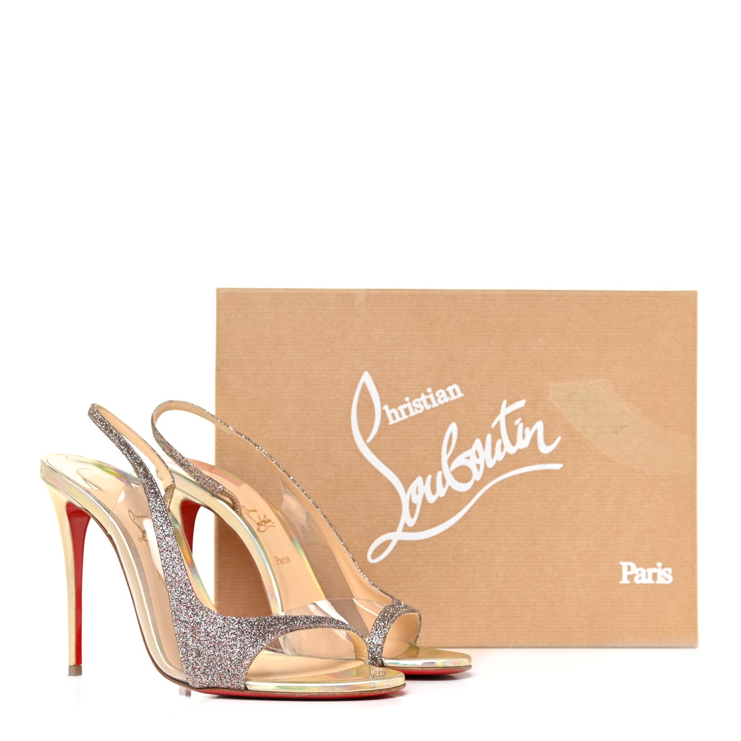 Christian Louboutin Mini Glitter PVC Specchio Optisling 100 Sandals 38 Multicolor Plantine 12 of 12