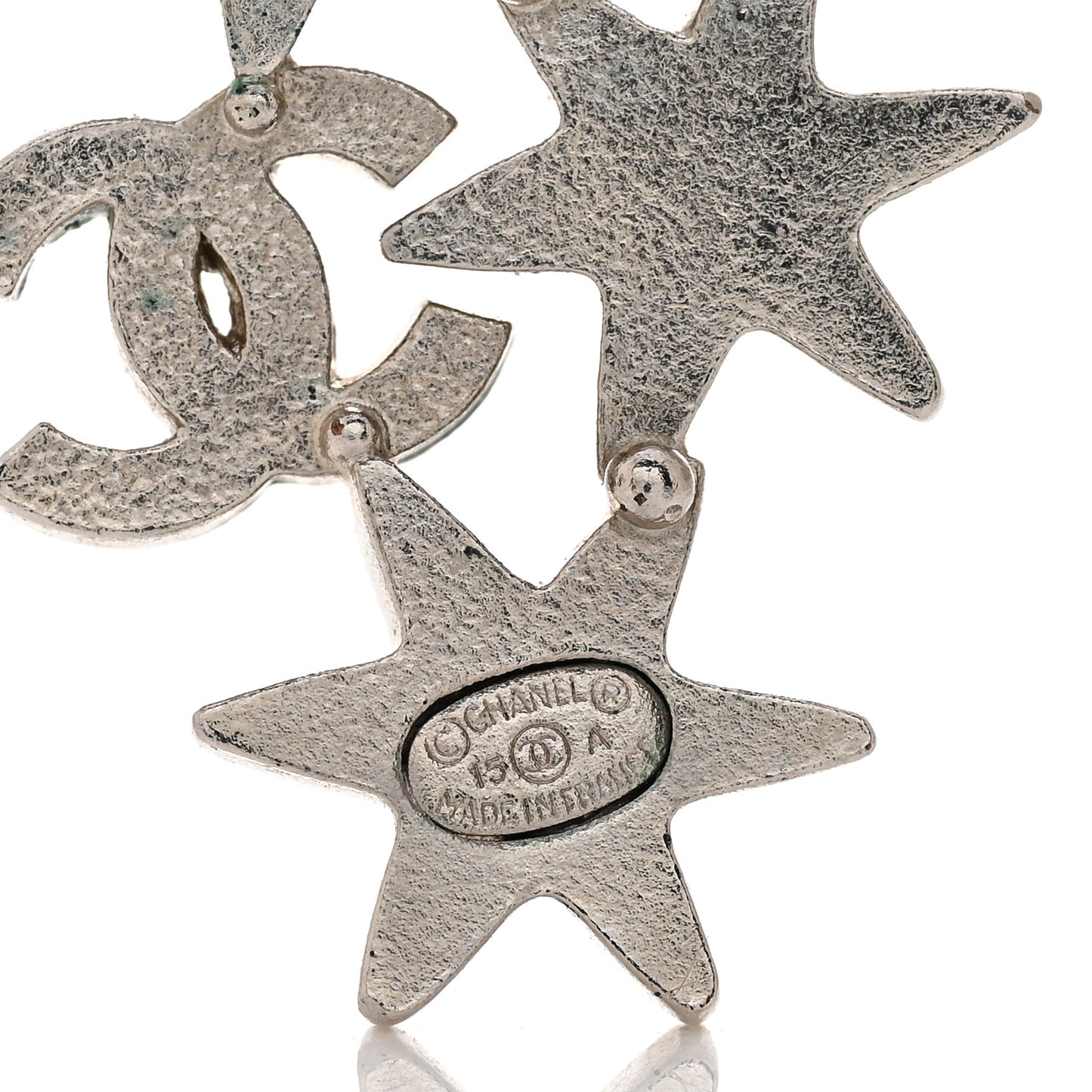 Crystal CC Star Earrings Silver