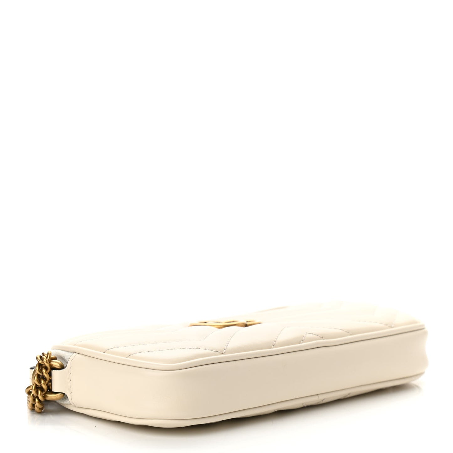 Calfskin Matelasse Mini GG Marmont Chain Crossbody Bag White
