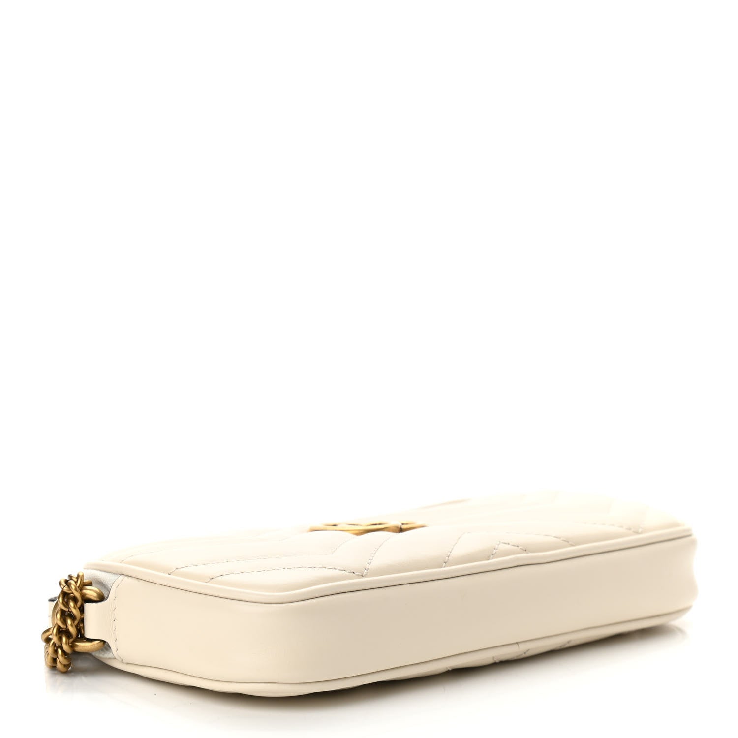 Gucci Calfskin Matelasse Mini GG Marmont Chain Crossbody Bag White 4 of 10