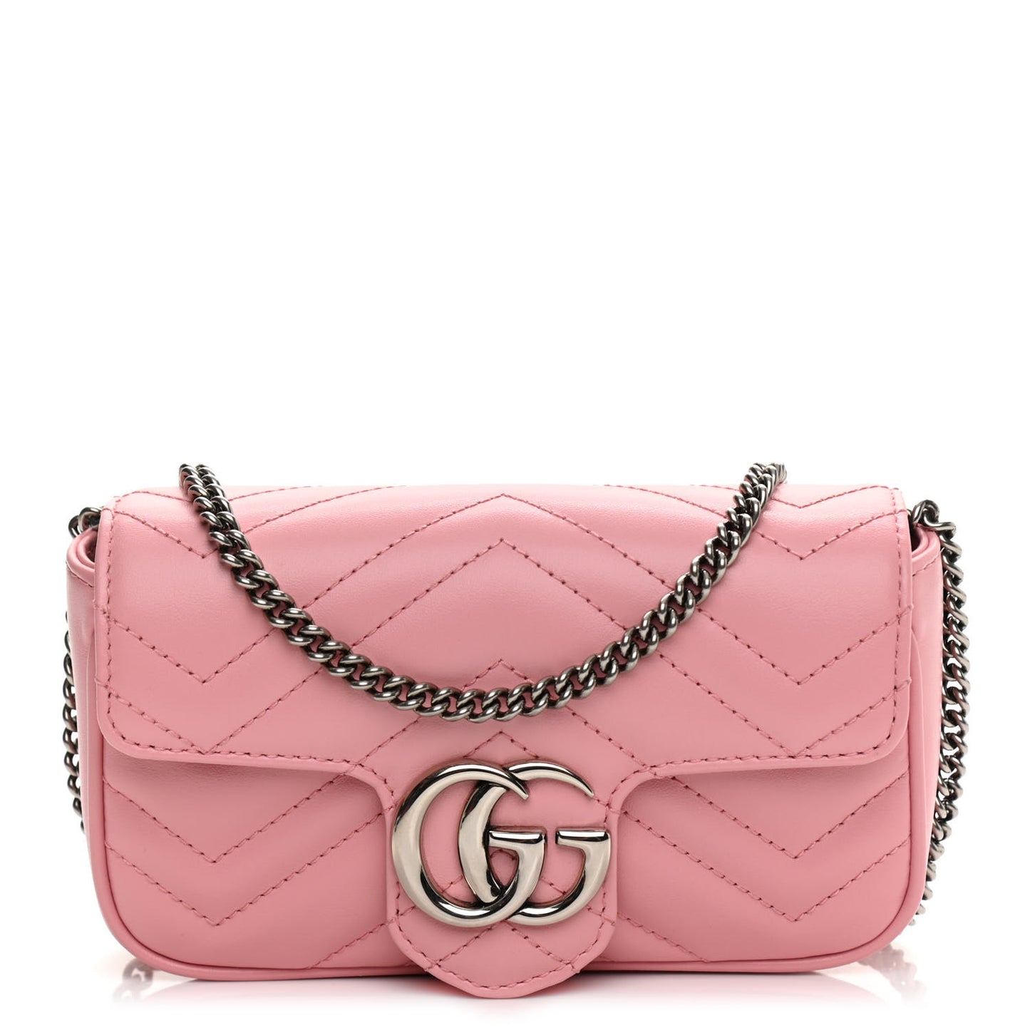 Calfskin Matelasse Super Mini GG Marmont Shoulder Bag Wild Rose
