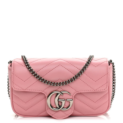 Gucci Calfskin Matelasse Super Mini GG Marmont Shoulder Bag Wild Rose 1 of 11