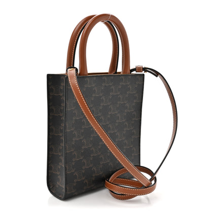 Celine Triomphe Canvas Calfskin Mini Vertical Cabas Tan 3 of 13
