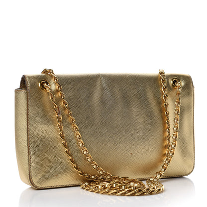 Prada Metallic Saffiano Chain Shoulder Bag Platino 3 of 13