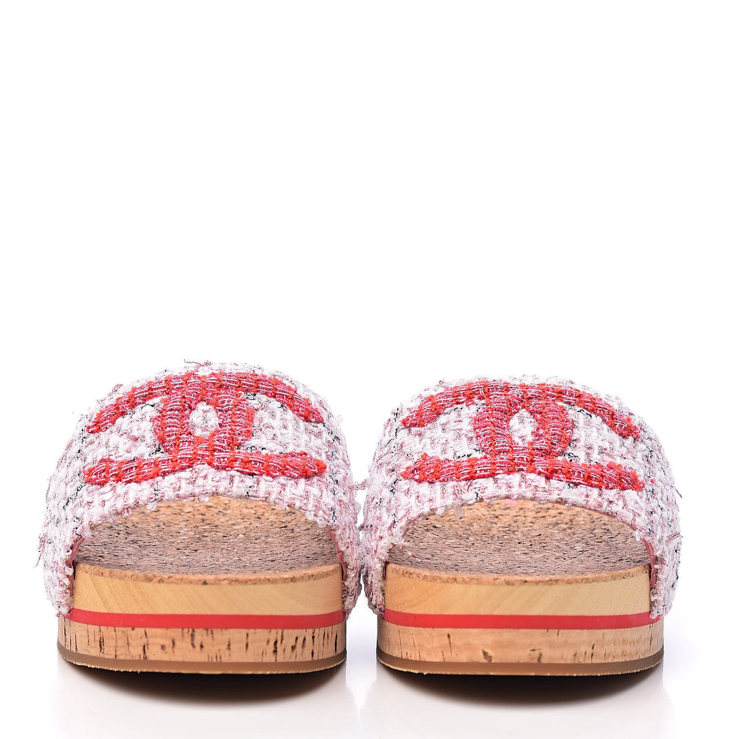 Tweed Lambskin Logo Mules 39 Pink Red