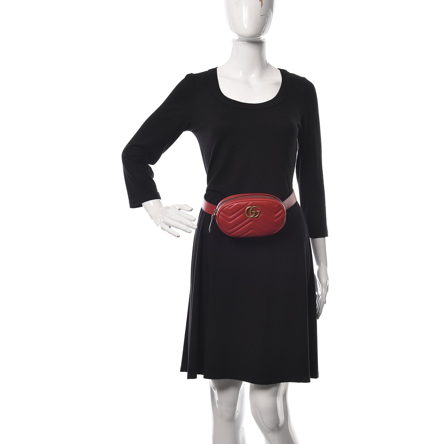 Calfskin Matelasse GG Marmont Belt Bag 85 34 Hibiscus Red