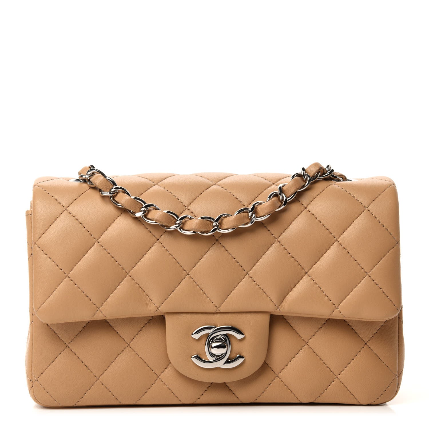 Chanel Lambskin Quilted Mini Rectangular Flap Beige 1 of 10