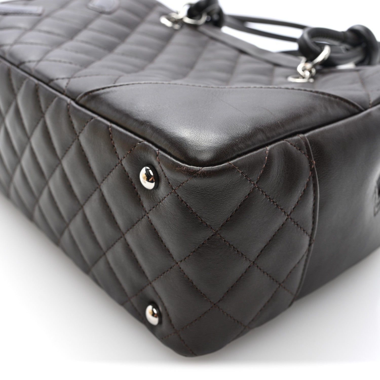 Chanel Calfskin Quilted Large Cambon Bowler Brown 10 of 10