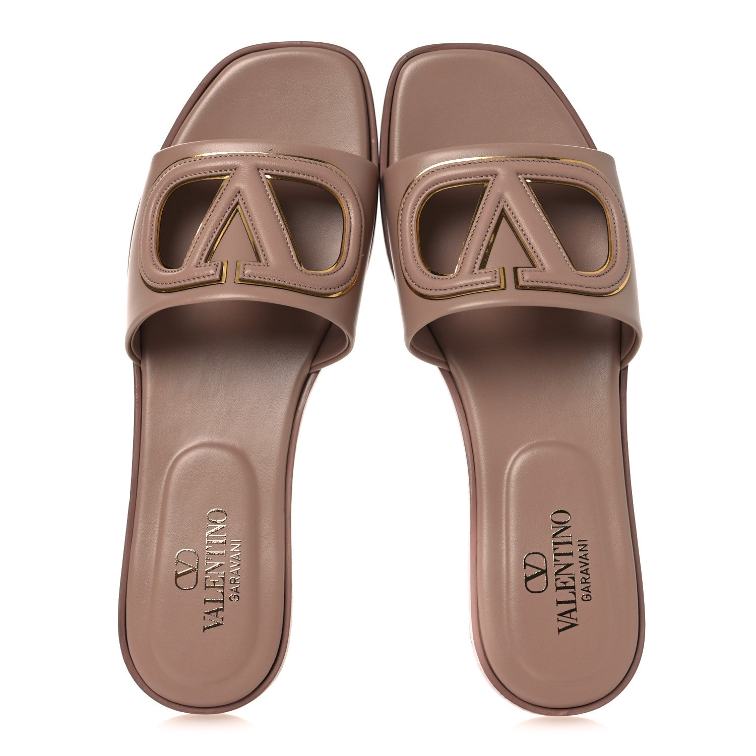 Valentino Garavani Calfskin Vlogo Cut Out Flat Slide Sandals 36.5 Rose 2 of 11