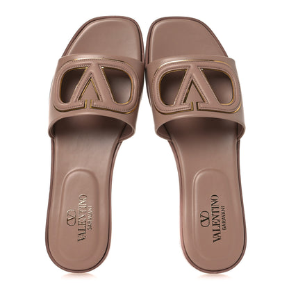 Valentino Garavani Calfskin Vlogo Cut Out Flat Slide Sandals 36.5 Rose 2 of 11