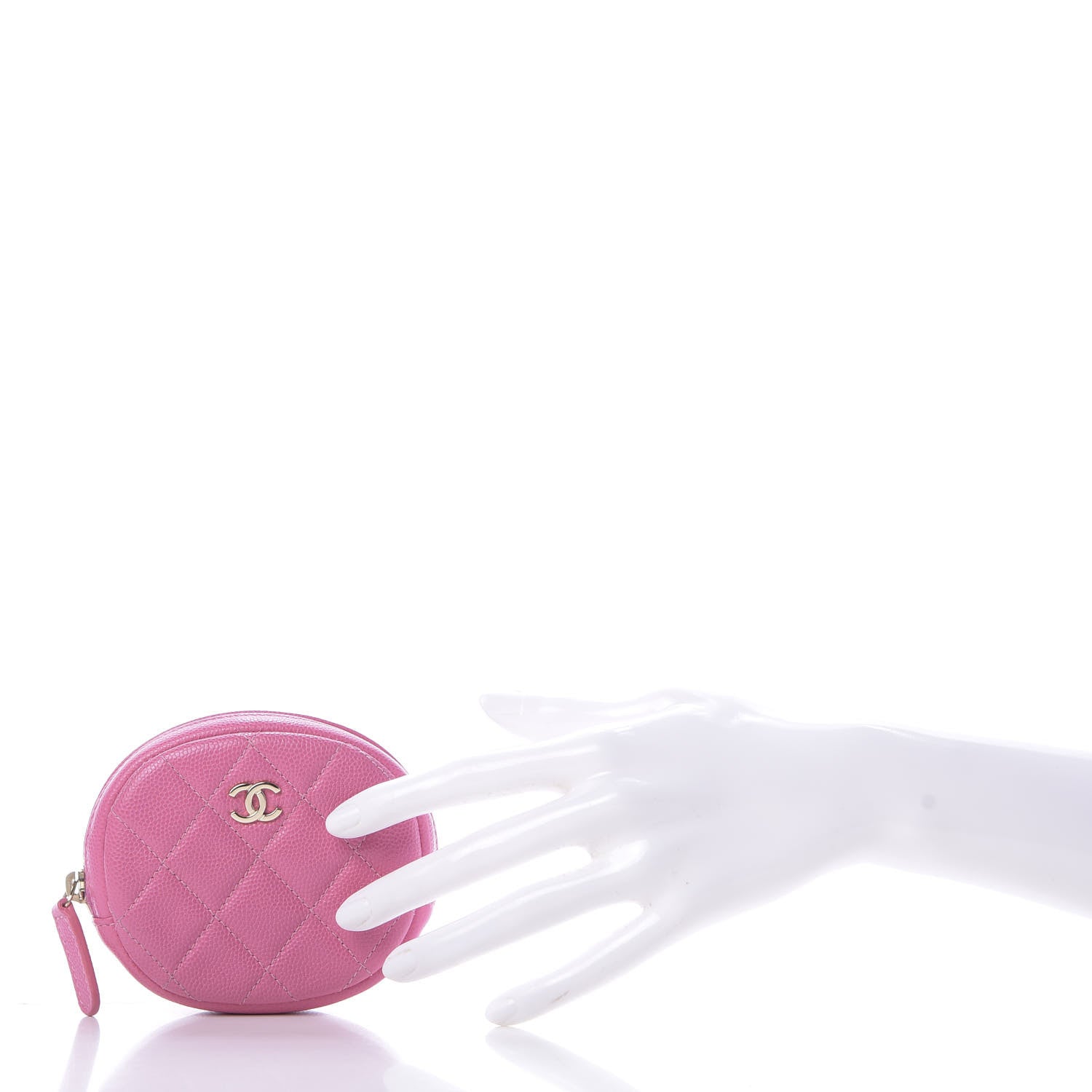 Chanel Shiny Caviar Quilted Zip Around Classic Coin Purse Pink 2 of 10