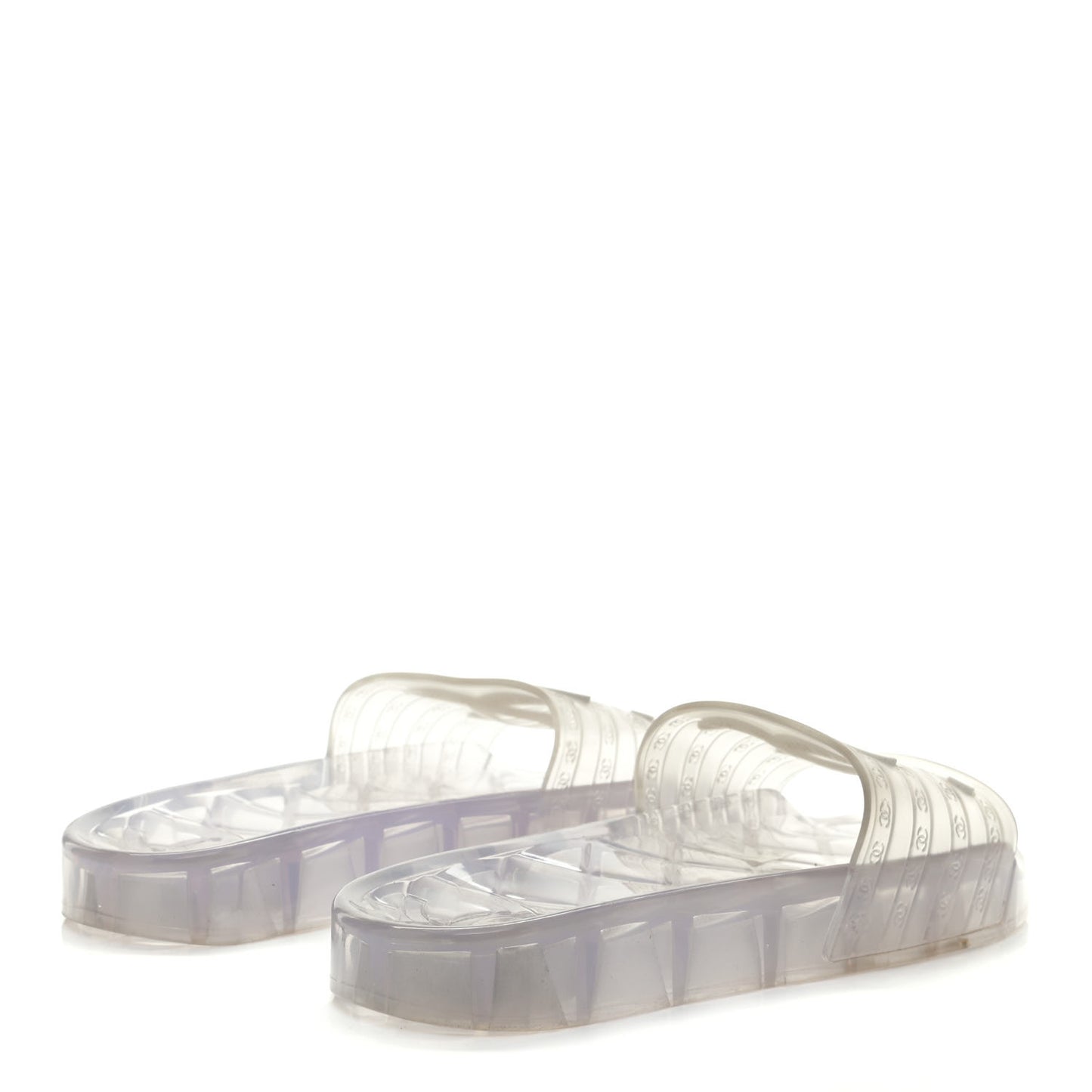 PVC Transparent CC Flat Slide Sandals White