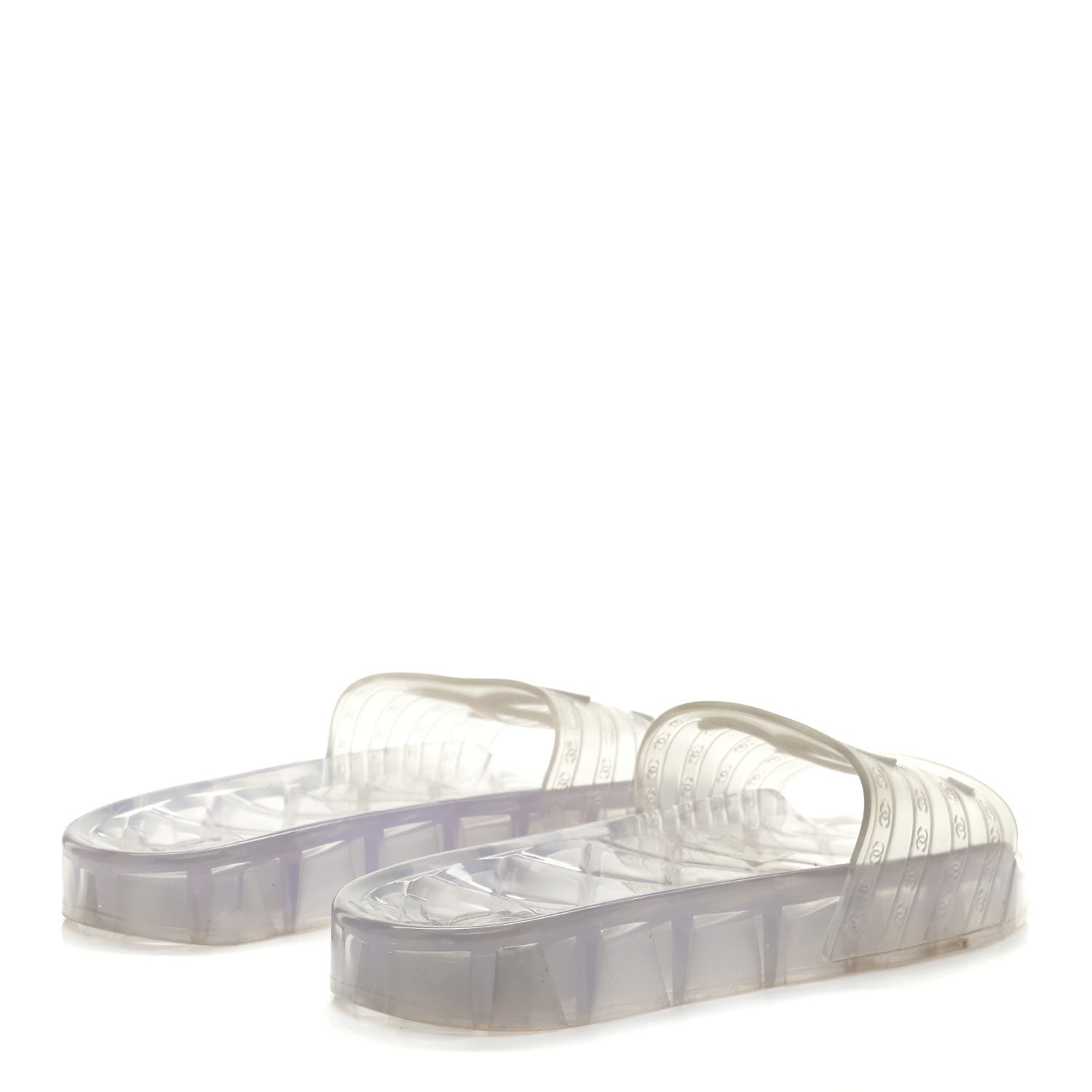 Chanel PVC Transparent CC Flat Slide Sandals White 3 of 9
