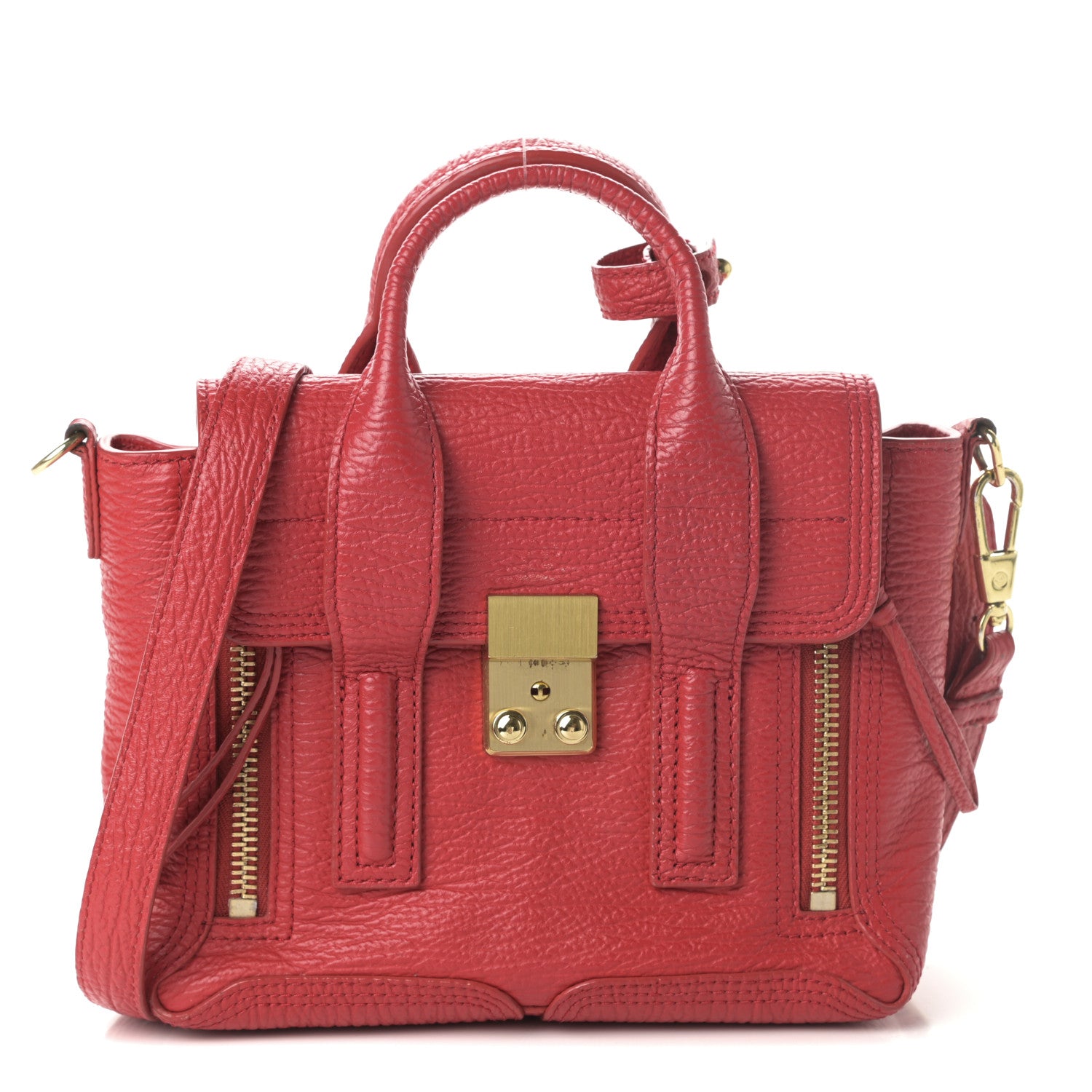 3.1 Phillip Lim Textured Calfskin Mini Pashli Satchel Red 1 of 12