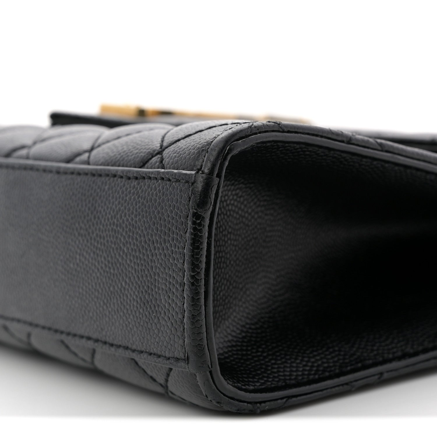 Saint Laurent Grain De Poudre Textured Mixed Matelasse Triquilt Medium Monogram Satchel Black 10 of 11