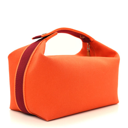 Hermes Canvas Large Bride-A-Brac Pouch Orange Feu Burgundy 3 of 10