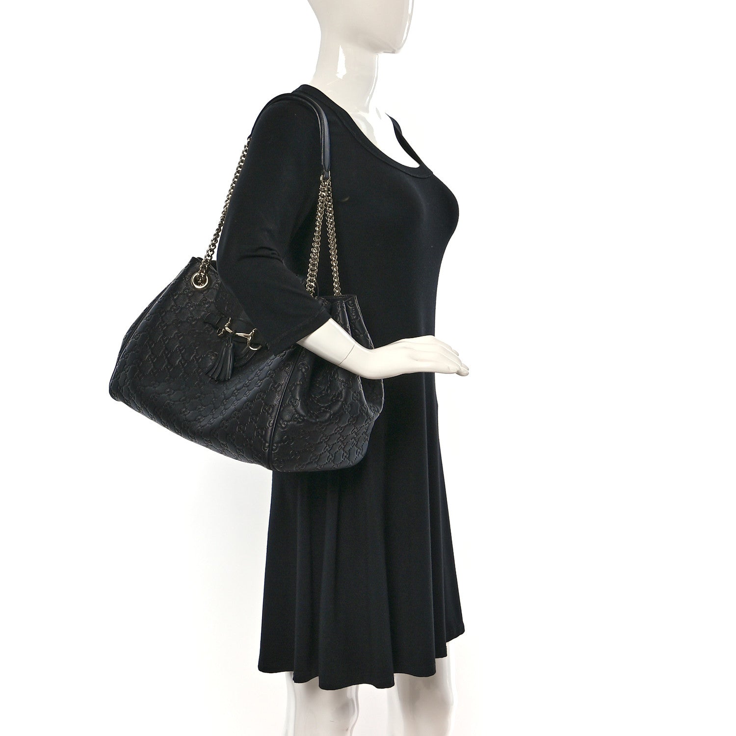 Gucci Guccissima Medium Emily Shoulder Bag Black 2 of 9